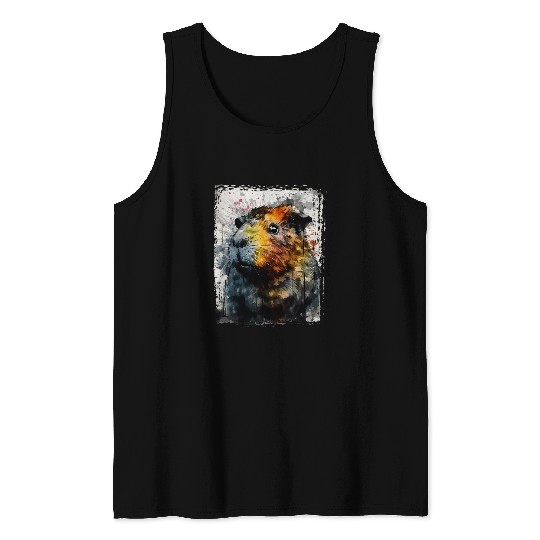 Guinea Pig  Furry Potato Watercolor Guinea Pig Funny 21 Tank Tops