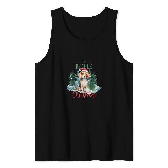 Christmas Santa Claus Gift Idea Funny Dog Beagle Tank Tops