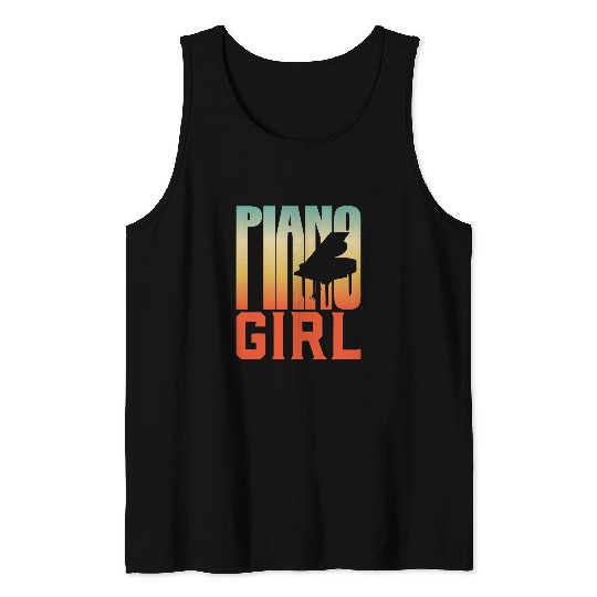 Funny Piano Music Girl Keyboard Musical 1 Tank Tops