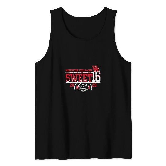 Funny Basketball Houston Cougars Sweet 16 Basketball Black Tank Tops