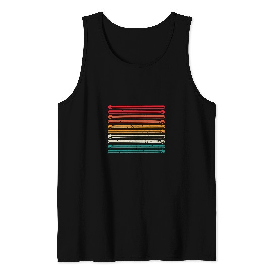 Funny Drummer Retro Style Drum Sticks Marching Band Member Music Concert Tank Tops