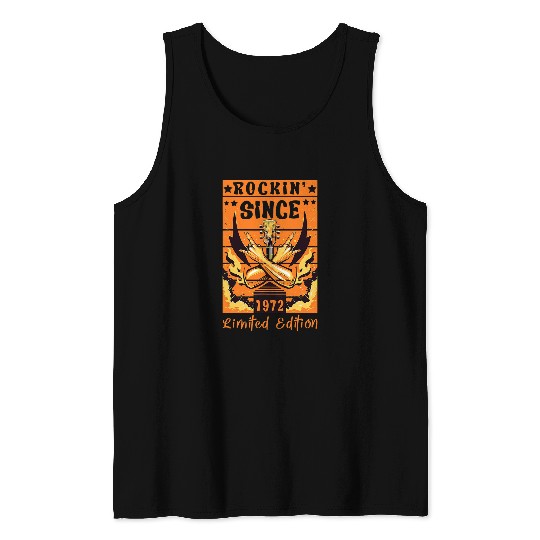 Funny Guitar 50th Birthday Hard Rockin Since 1972 Music Tees Tank Tops
