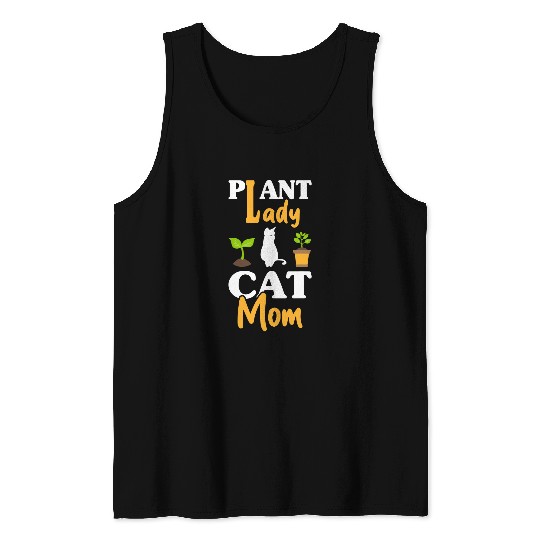 Funny Gardening Plant Lady Cat Mom Gardener Plants Lover Tank Tops