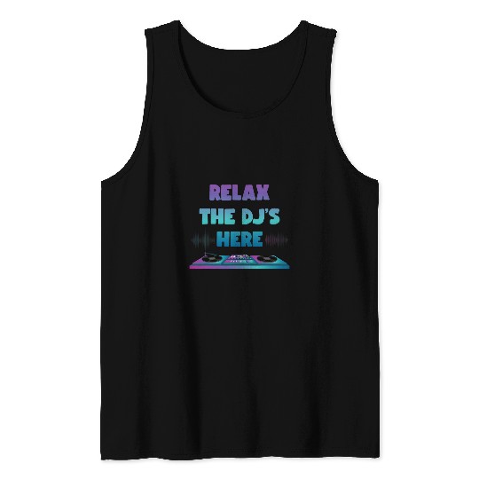 DJ Vinyl Turntable Saying Techno Music Synthesizer Tank Tops