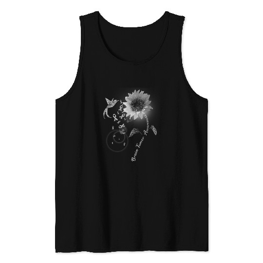 Brain Tumor Awareness Grey Sunflower Hummingbird Tank Tops