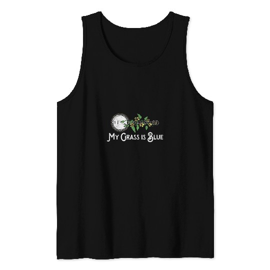 Funny Banjo My Grass is Blue Banjo Vine Vintage Flowers Illustration 1 Tank Tops