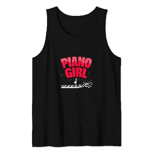 Funny Piano Music Girl Keyboard Musical 2 Tank Tops