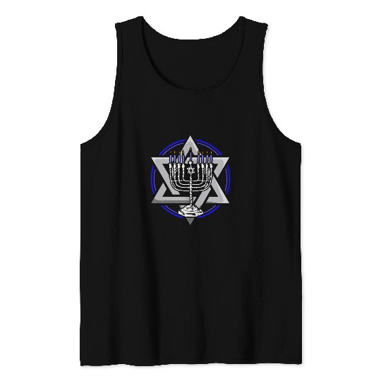 Hanukkah Menorah Jewish Chanukah Star of David Gift Tank Tops