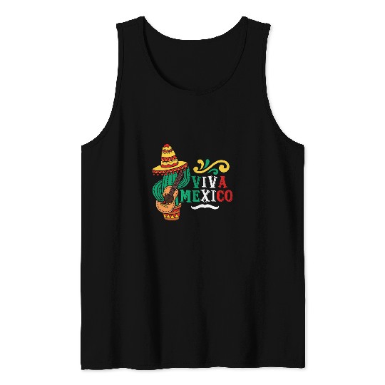 Funny Ukulele Fiesta Sombrero Maracas Ukulele Tequila Mexico Cinco De Mayo Tank Tops