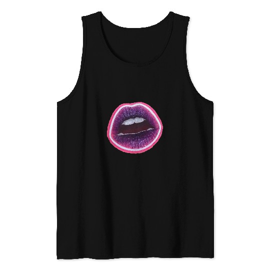 Funny Violin Women Cool Pink Coral Purple Violet Lips 2Bite kisss Me Tank Tops