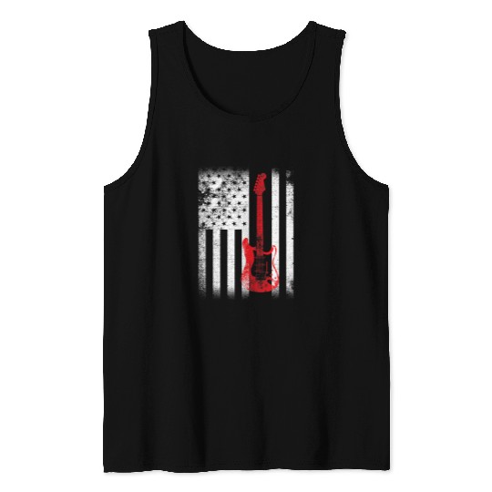 Funny Guitar american flag s for men Patriotic Guitar Lover Guitarist Tank Tops