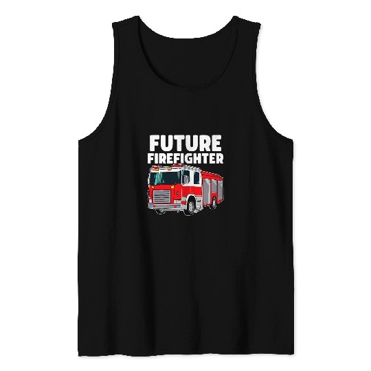 Fireman Firefighter Future Firefighter fires Truck Theme Birthday Boy Firemen Tank Tops