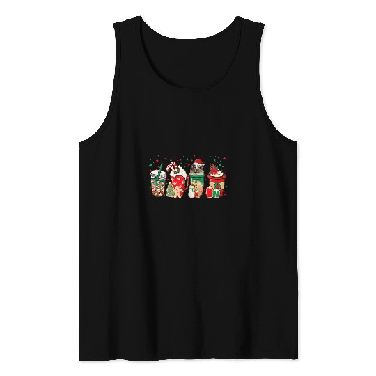 Christmas Coffee Red Peppermint Latte Iced Australian Shephe Tank Tops