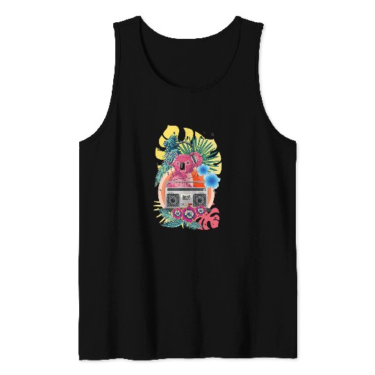 Funny Bear Cute flower koala Boommbox cute koala Cute Bears Tank Tops