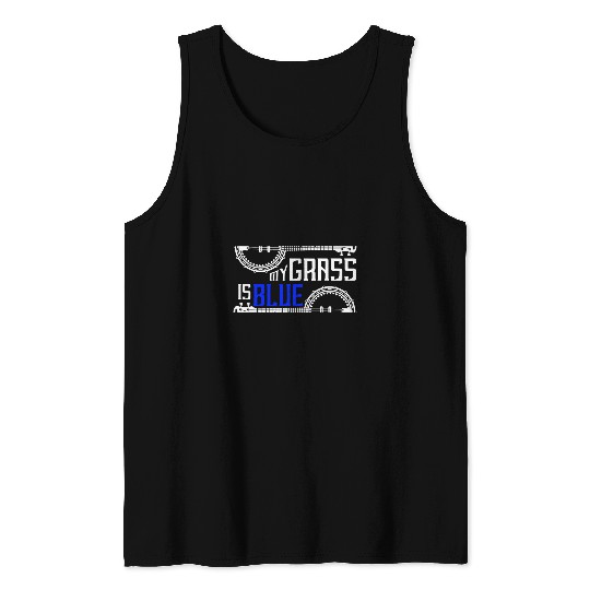Funny Banjo Bluegrass Music My Grass Is Blue Retro Banjo Vintage Tank Tops