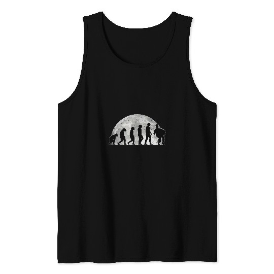 Funny Accordion Evolution Moon Musician Accordionist Tank Tops