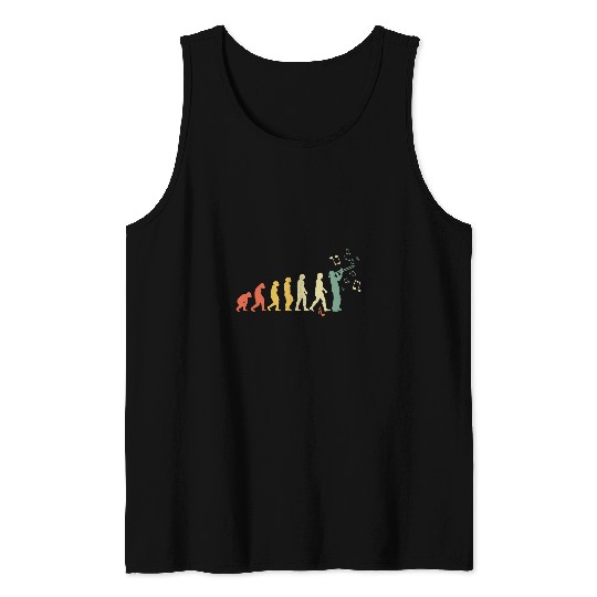 Funny trombones Retro vintages Evolution Funny Trombone Tank Tops