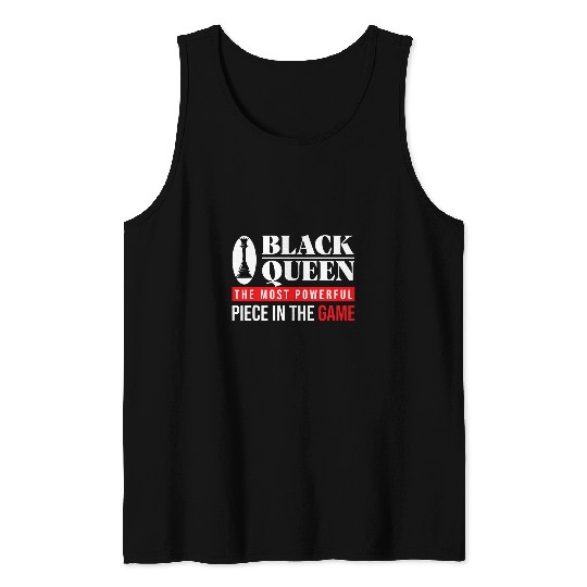 Black History Month Black Queen Chess Trendy Graphic Gift Tank Tops