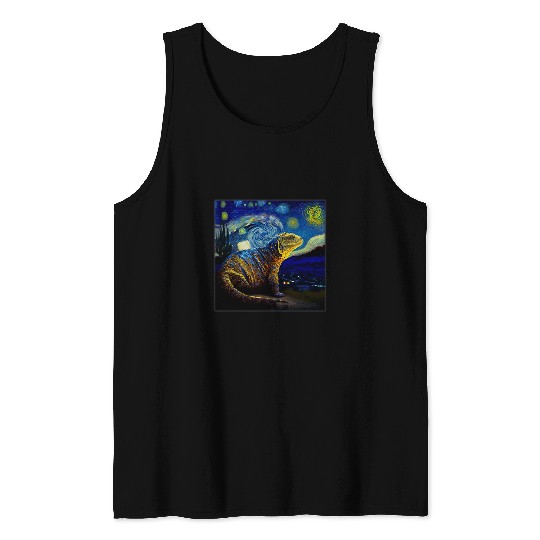 Dragons Surrealism Starry Night Komodo Dragon Tank Tops