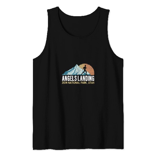 Hiking Hiker Angels Landing Hiking Trail vintages Zion National Park Utah Hike Tank Tops