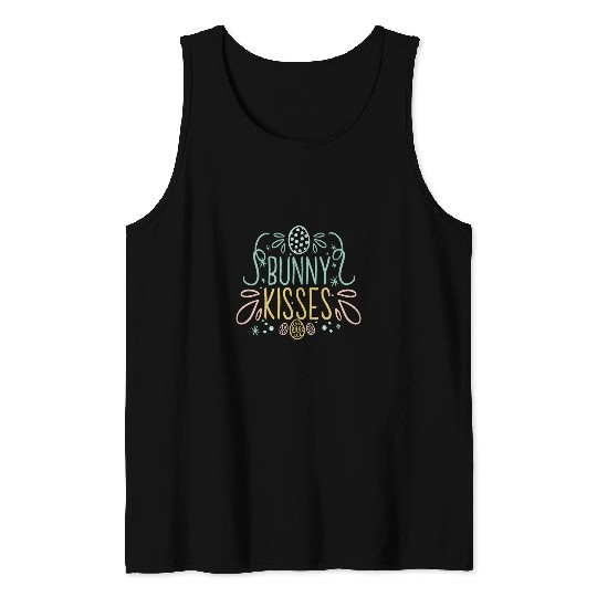 Bunny Kisses Cute Girls Easter Egg Hunting Bunny Rabbit Tank Tops