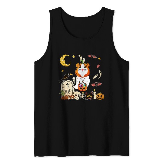 Guinea Pig Pumpkin Face As Boo ghosts Halloween Costume Kids Tank Tops
