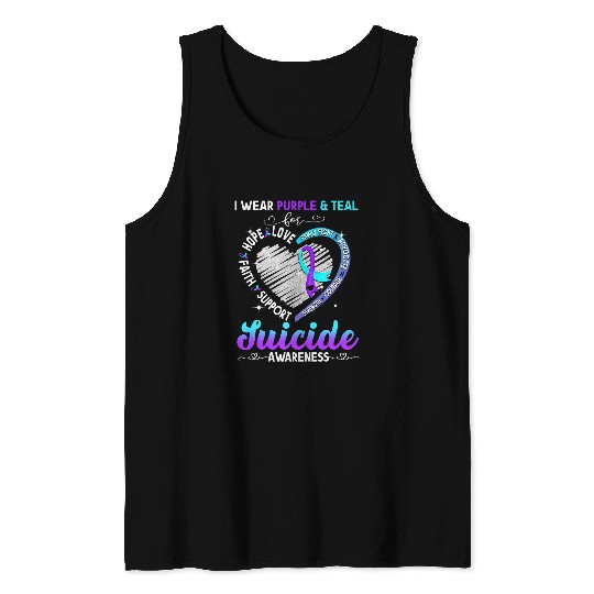 I Wear Purple Teal For suicides Awareness Gifts Tank Tops