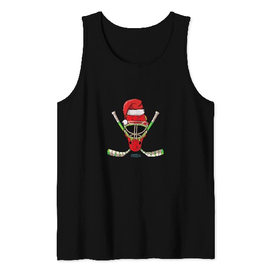 Sport Hockey Santa Hat Christmas Pajama Cool Sport Xmas Tank Tops