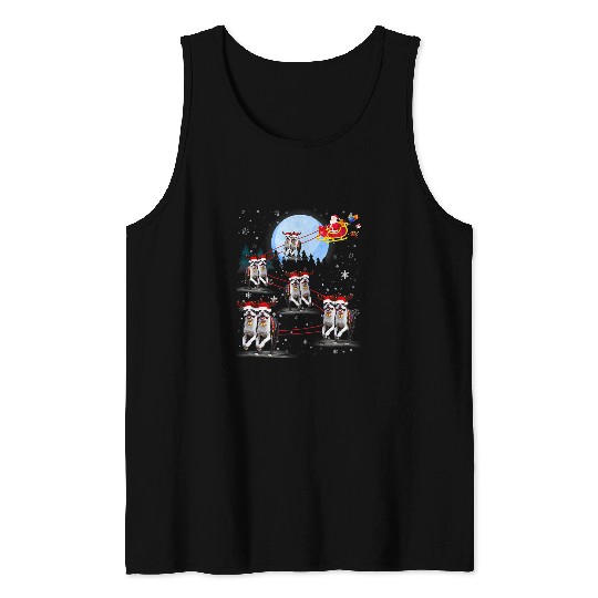 Boston Terrier Pet Santa Boston Terrier Lover Reindeer Sleigh Santa Christmas Tank Tops