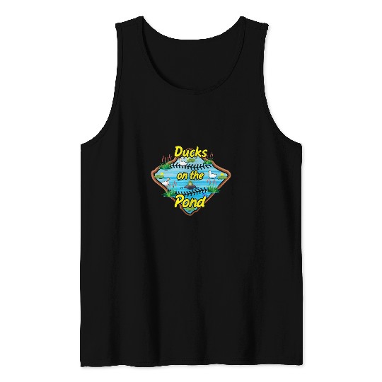Sport Baseball Funny Cute Baseball Saying Ducks on the Pond Softball Mom Tank Tops
