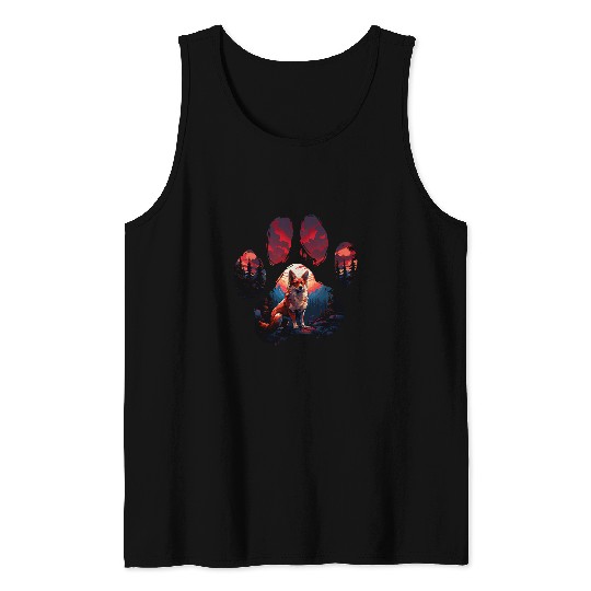 Corgi Pet Clear Red Corgi Paw Mountain Design Dog Mom Dad 2 Tank Tops