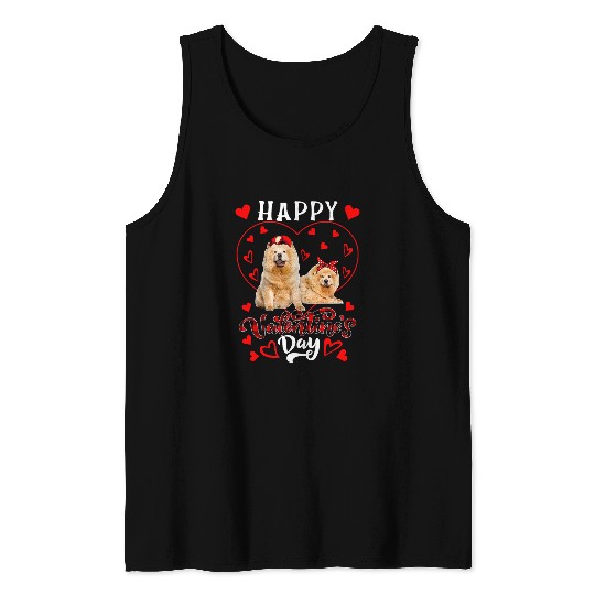 Chow Chow Pet Happy Valentines Day Cute Hearts Shape Couple Chow Chows Tank Tops