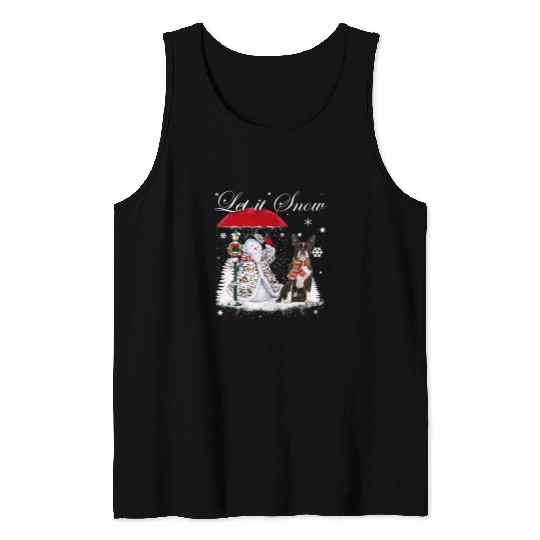 Boston Terrier Pet Santa Dog Christmas Snowman xmass Pajama 393 Tank Tops