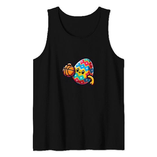 Sport Basketball Easter Egg Playing Basketball Sports Boys Men Kids Toddler 2 Tank Tops