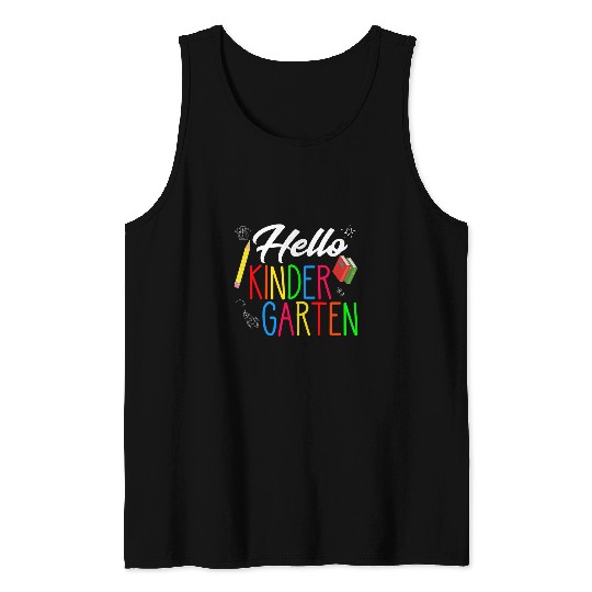 MB35 Hello First Day Of Kindergarten Teacher Student 1 Tank Tops