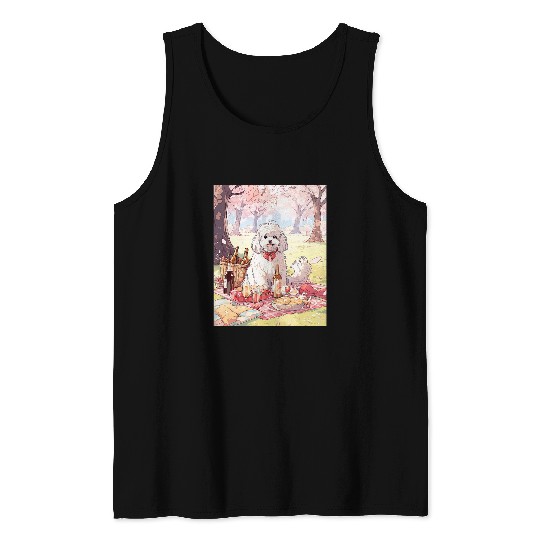 Havanese Pet Cherry Blossom Funny Dog Picnic Tank Tops