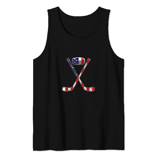 Sport Hockey American Flag 4th Of July Funny Men Boys Kids Tank Tops