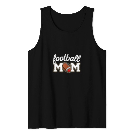Sport American Football Cute Football Mom Leopard Print American Football Lovers Mom Tank Tops
