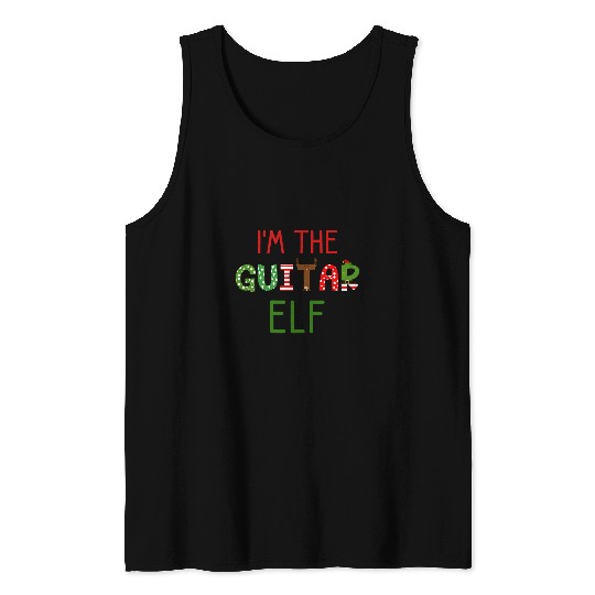 Funny Guitar elf funny matching family christmas men women music Tank Tops