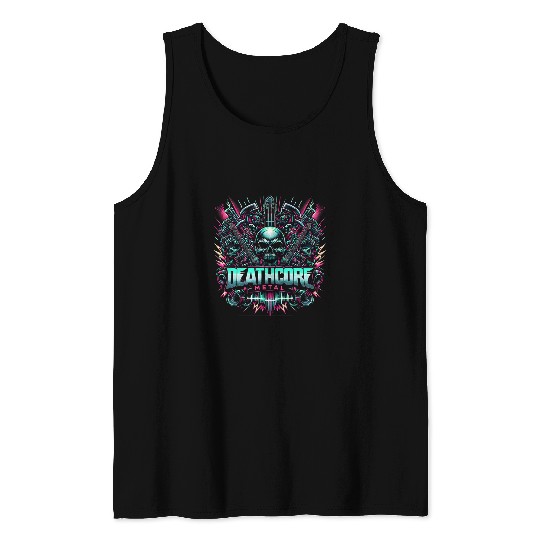 Funny Guitar Deathcore Skull Guitar Speakers Heavy Metal Band Graphic 2 Tank Tops