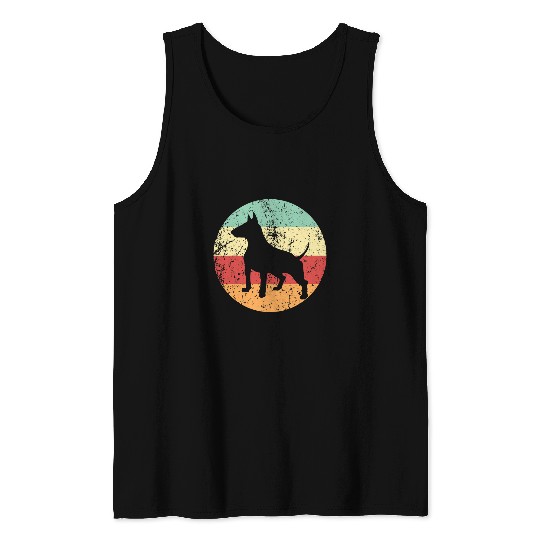 Bull Terrier Pet Breed Silhouette Cool Retro 1970s Circle Tank Tops