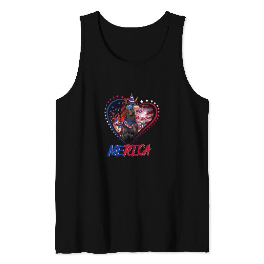 Doberman Pet Merica Doberman Pinscher USA Flag Sunglasses 4th Of July Tank Tops