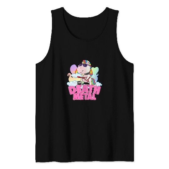 Funny Guitar Unicorns Death Metal Music Lover Guitar Playing Tank Tops