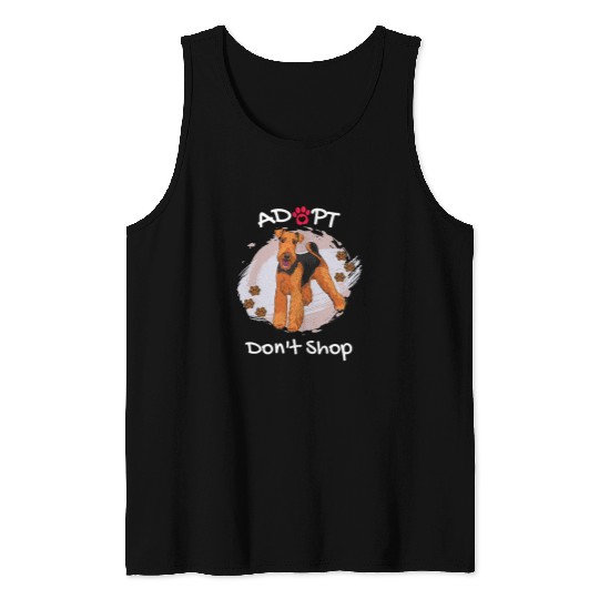 Airedale Terrier Pet Cute Dog Adopt Dont Shop Puppy Paws Art Dog Tank Tops
