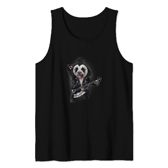 Funny Guitar Bear Punk Rock Guitarist Panda in Heavy Metal Cute Bears Tank Tops