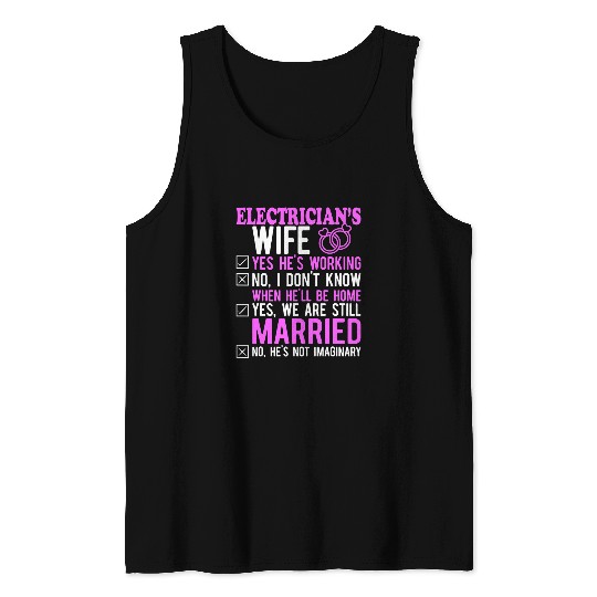 Electrician Wife Husband Couples Anniversary Funny Lineman Tank Tops