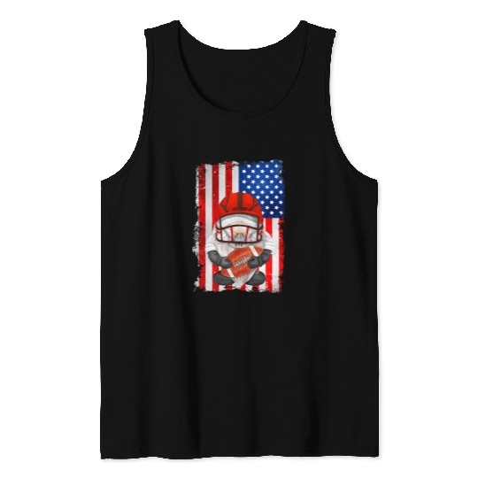 Sport American Football Patriotic Football Gramps American Flag With Funny Gnome Tank Tops