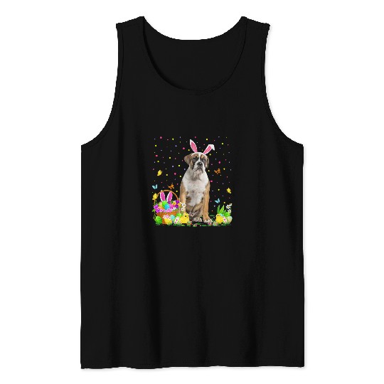 English Bulldog Pet Funny Easter Egg Hunting English Bulldog Easter Sunday Tank Tops