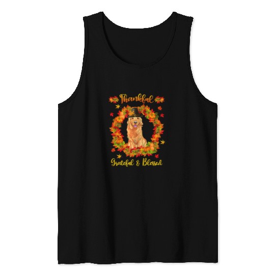 Golden Retriever Pet Thankful Grateful Blessed Golden Retriever Dog Thanksgiving 304 Tank Tops