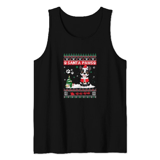 Boston Terrier Pet Santa Paws Boston Terrier Merry Christmas Dog Funny Xmas Tank Tops